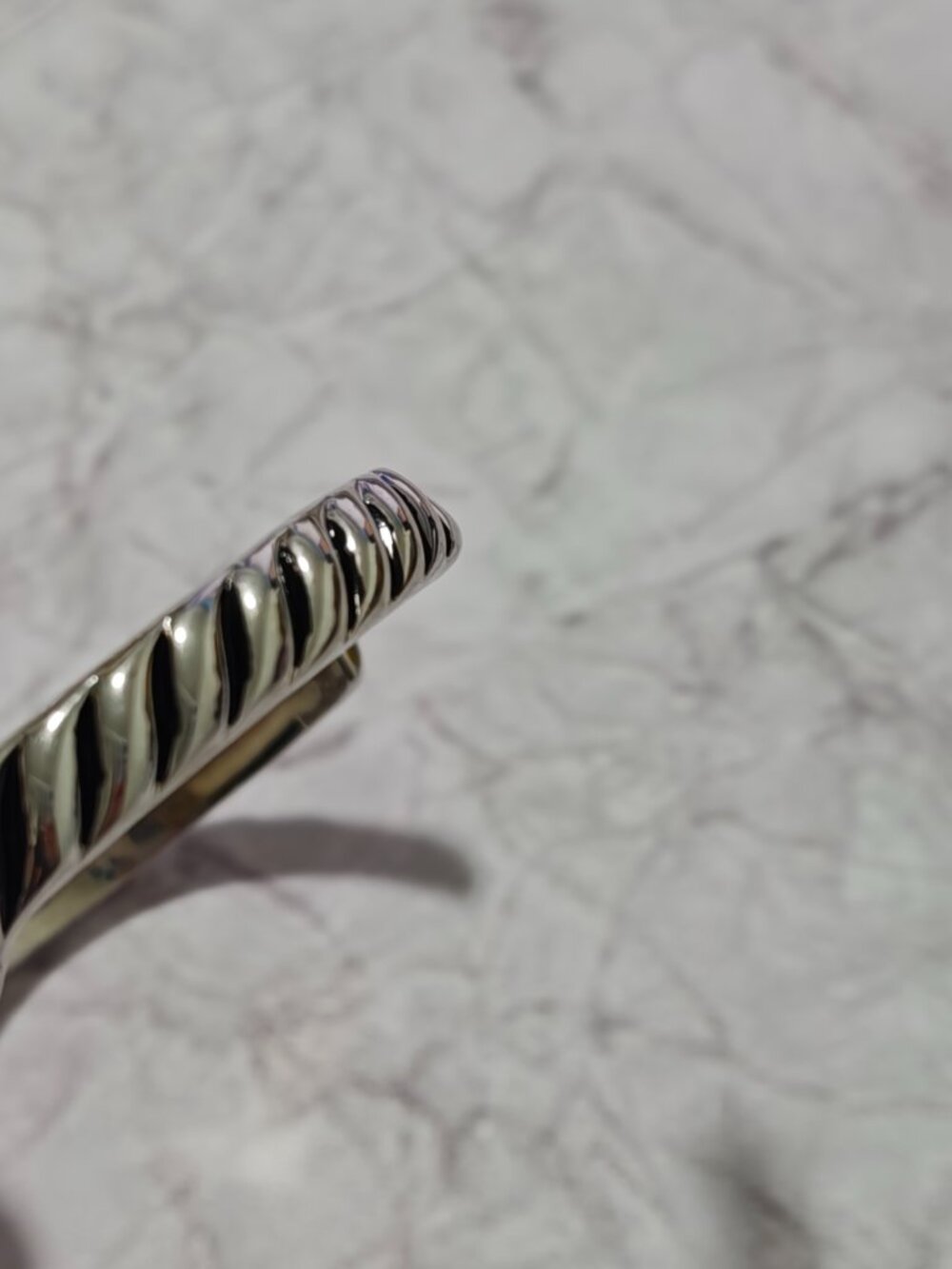 Sterling Silver Sculpted Cable Cuff Bracelet, Wide Open Bangle - Picture 6 of 8